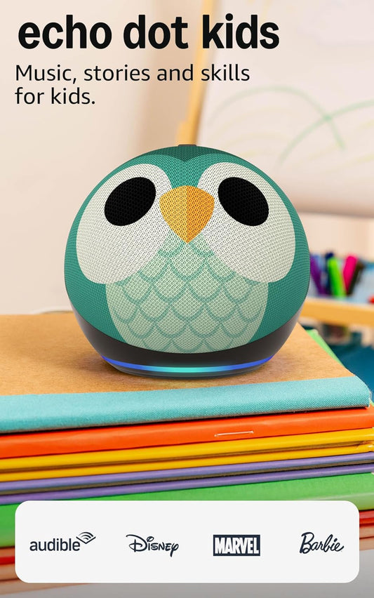 Echo Dot Kids (Newest Model) - Designed for Kids, Designed for Alexa+, Parental Controls, Includes 1 Year of  Kids+, Owl